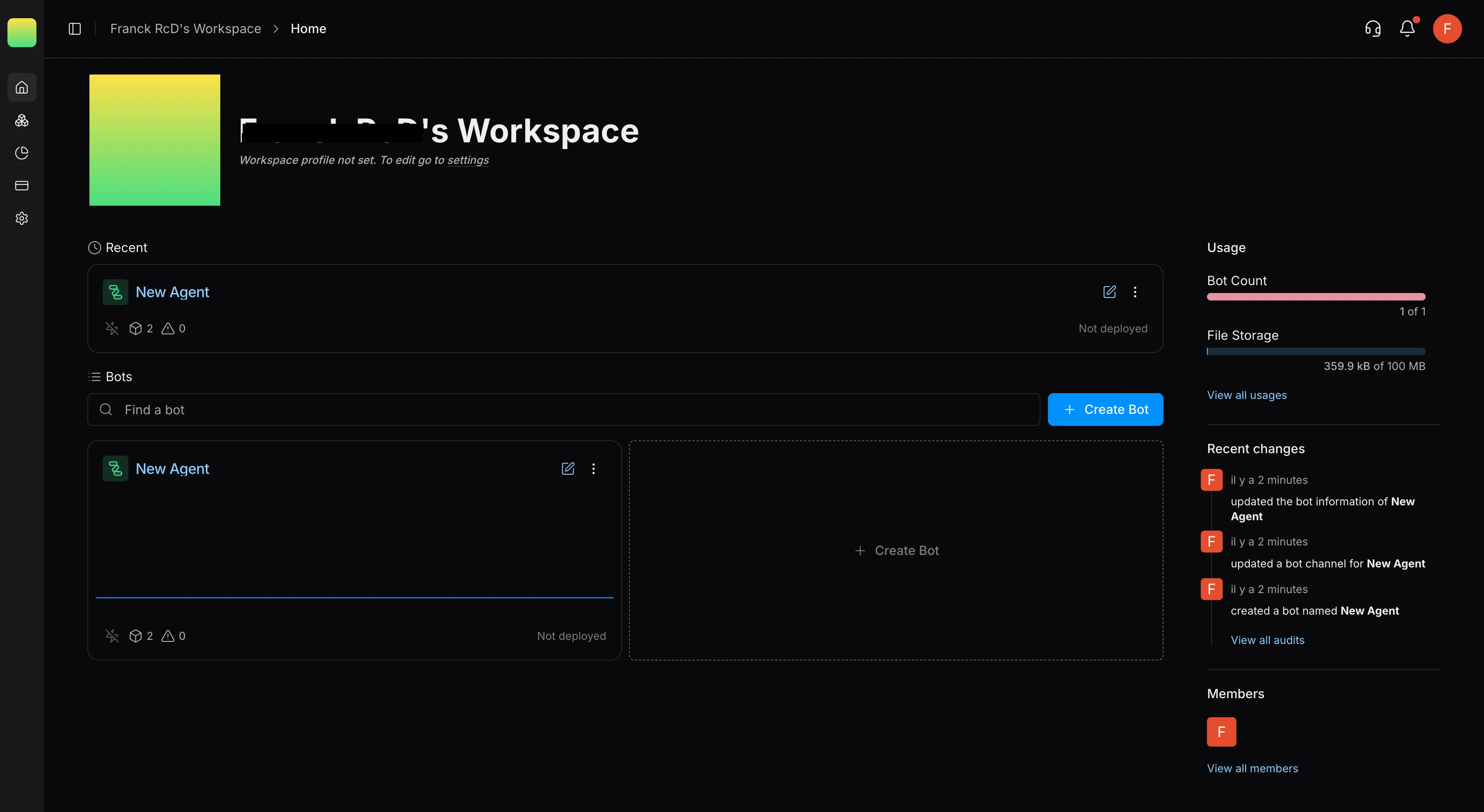 Botpress dashboard