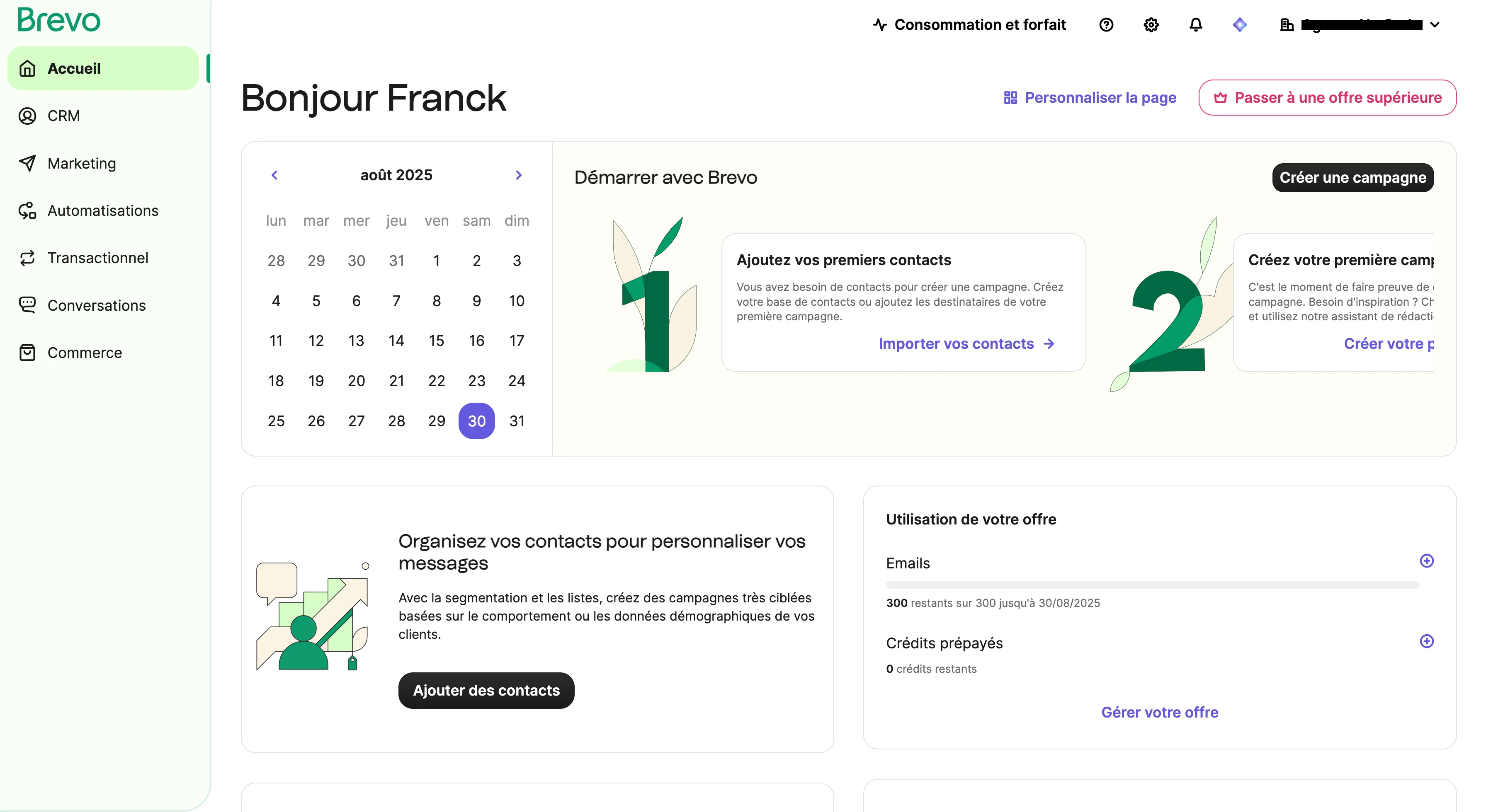 Brevo Dashboard screenshot