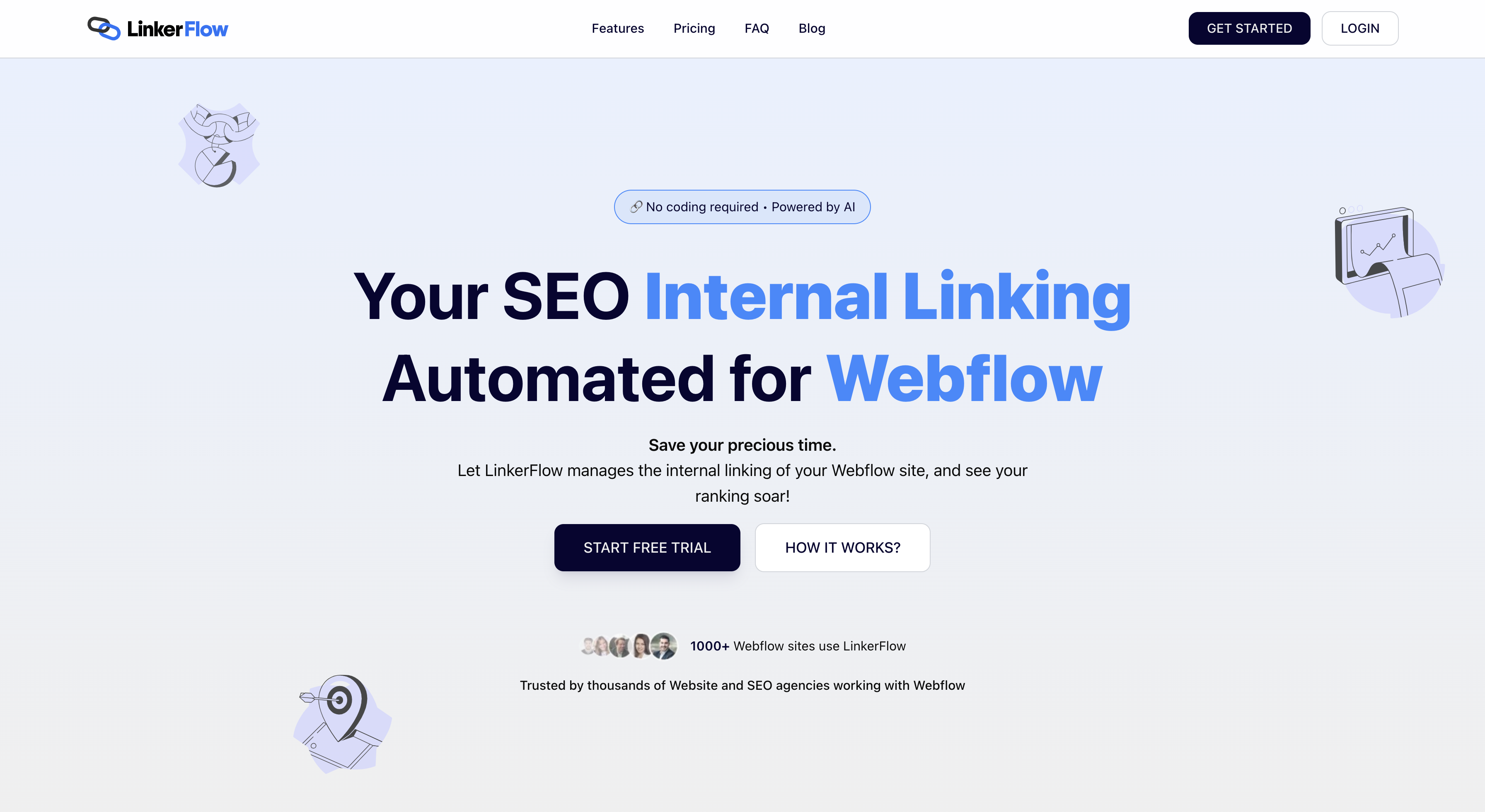 LinkerFlow internal linking tool landing page