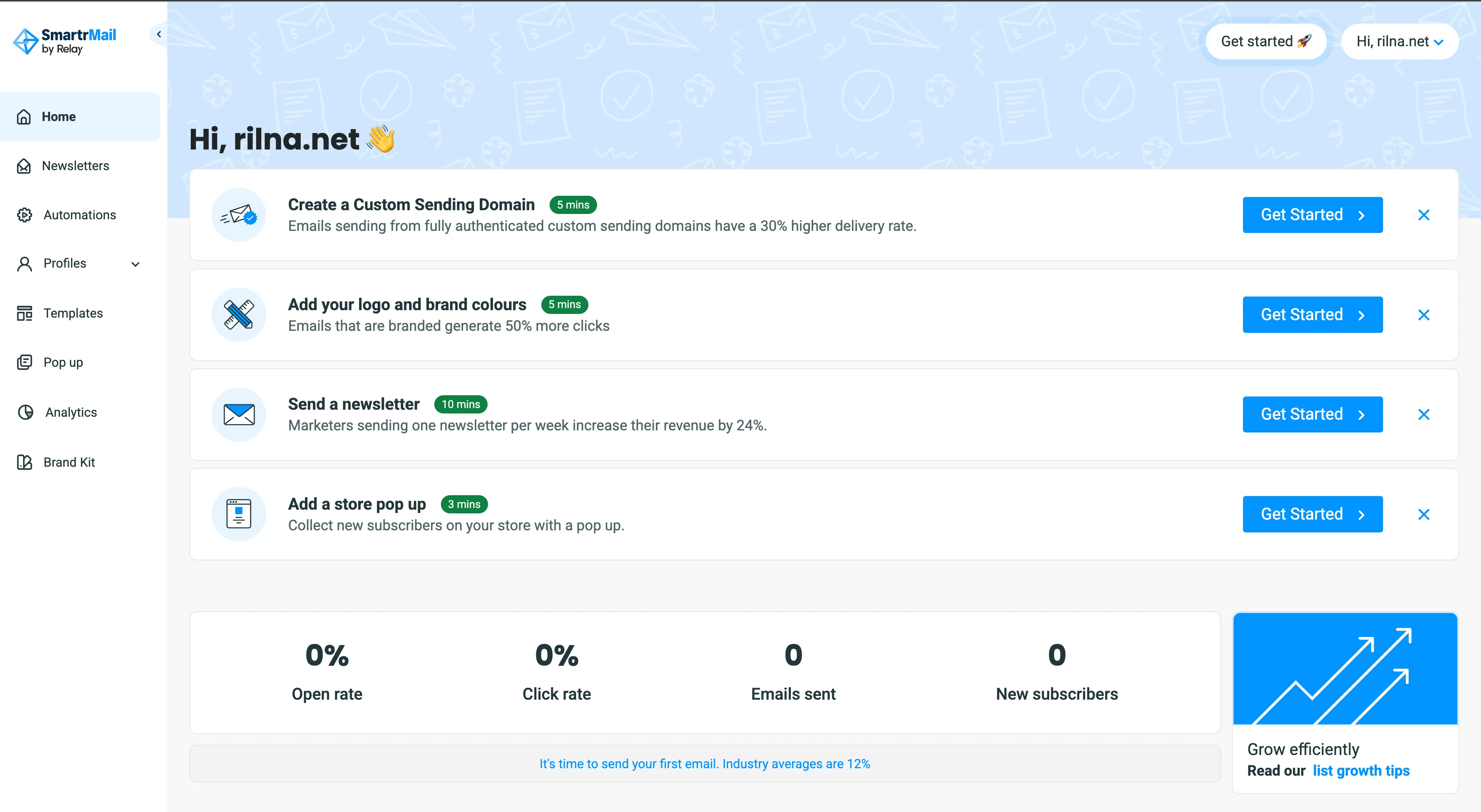 SmartrMail Dashboard screenshot