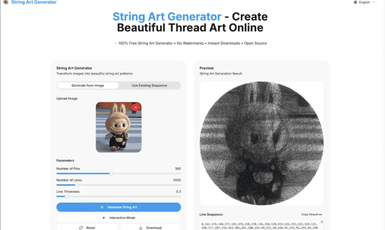 String Art Generator - Free Online Tool dashboard or landing page image