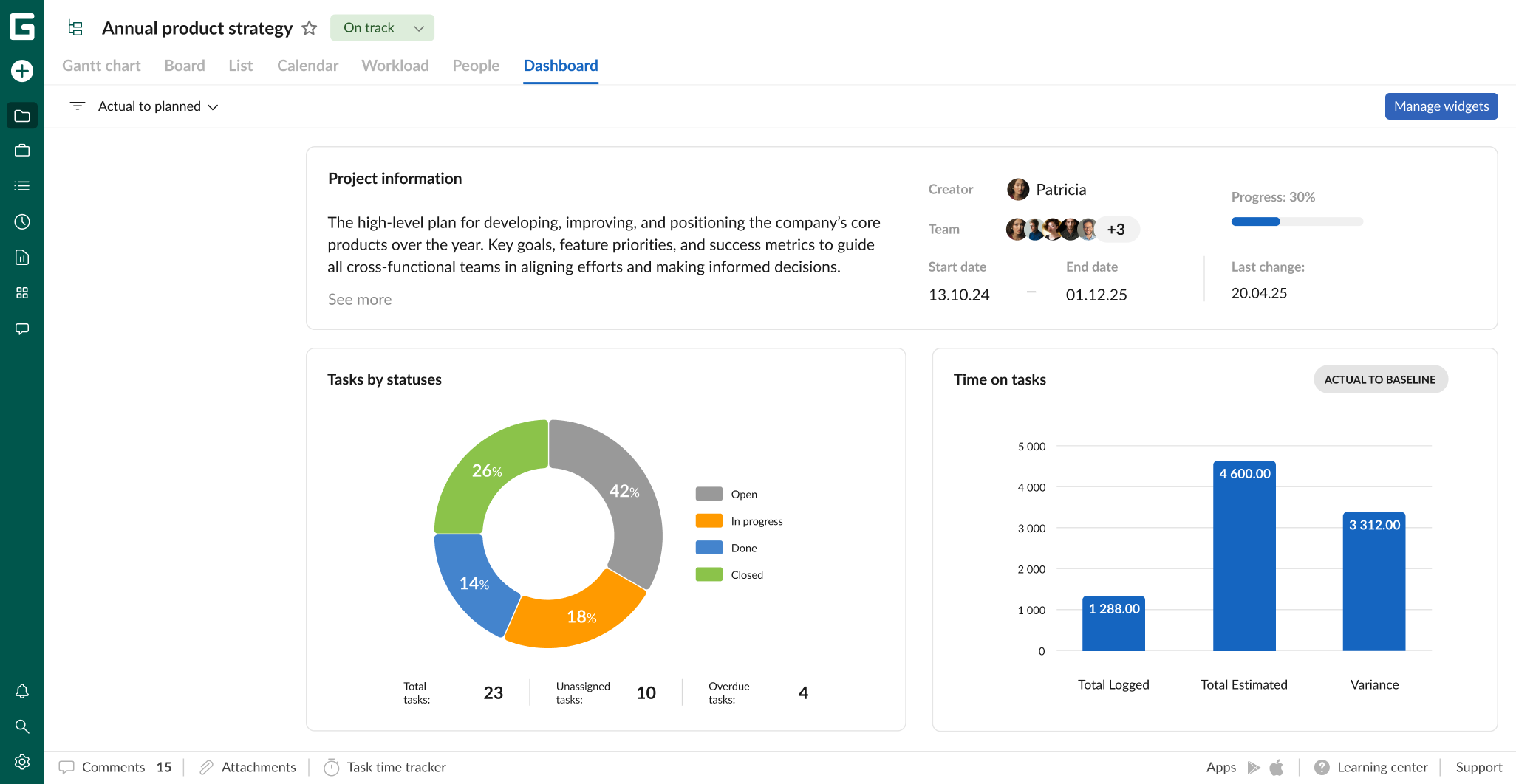 GanttPRO dashboard or landing page image