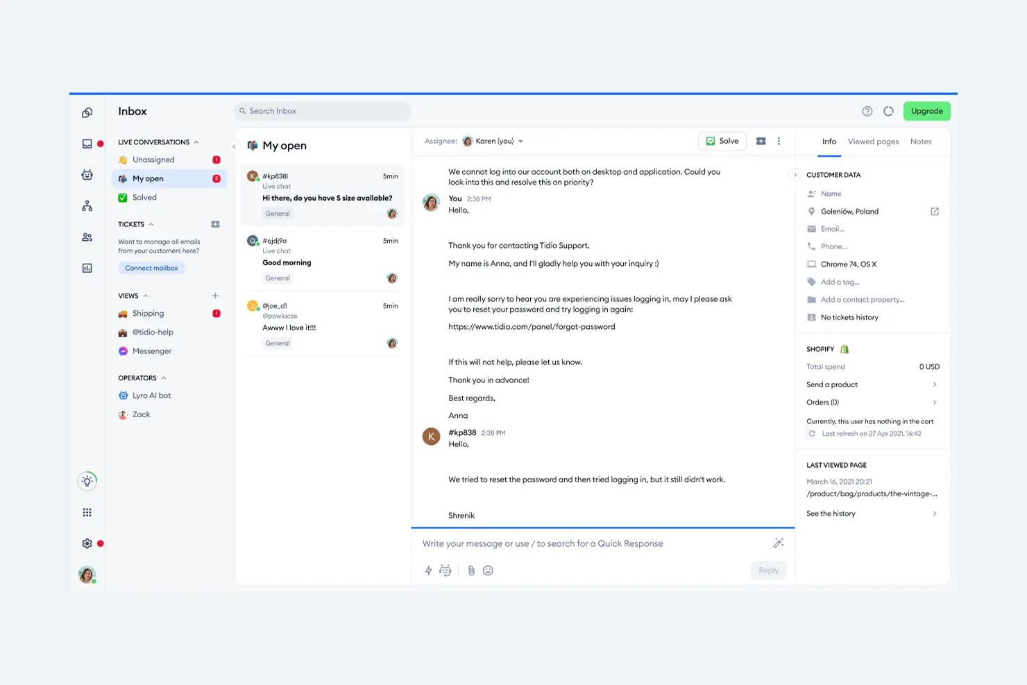Tidio dashboard or landing page image