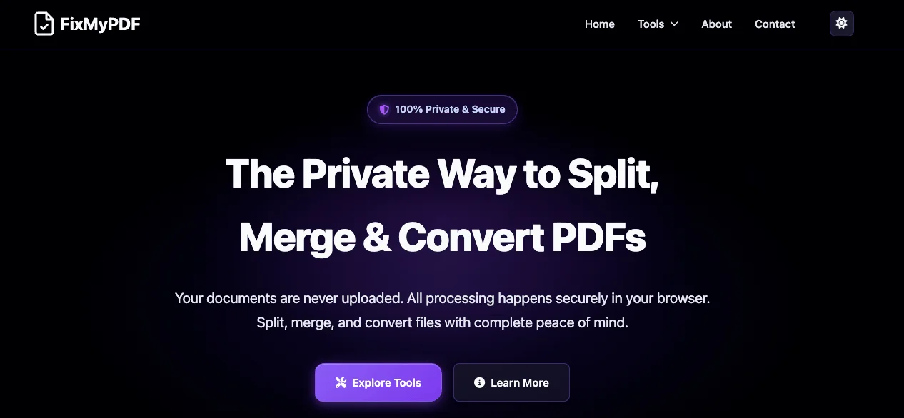 FixMyPDF dashboard or landing page image