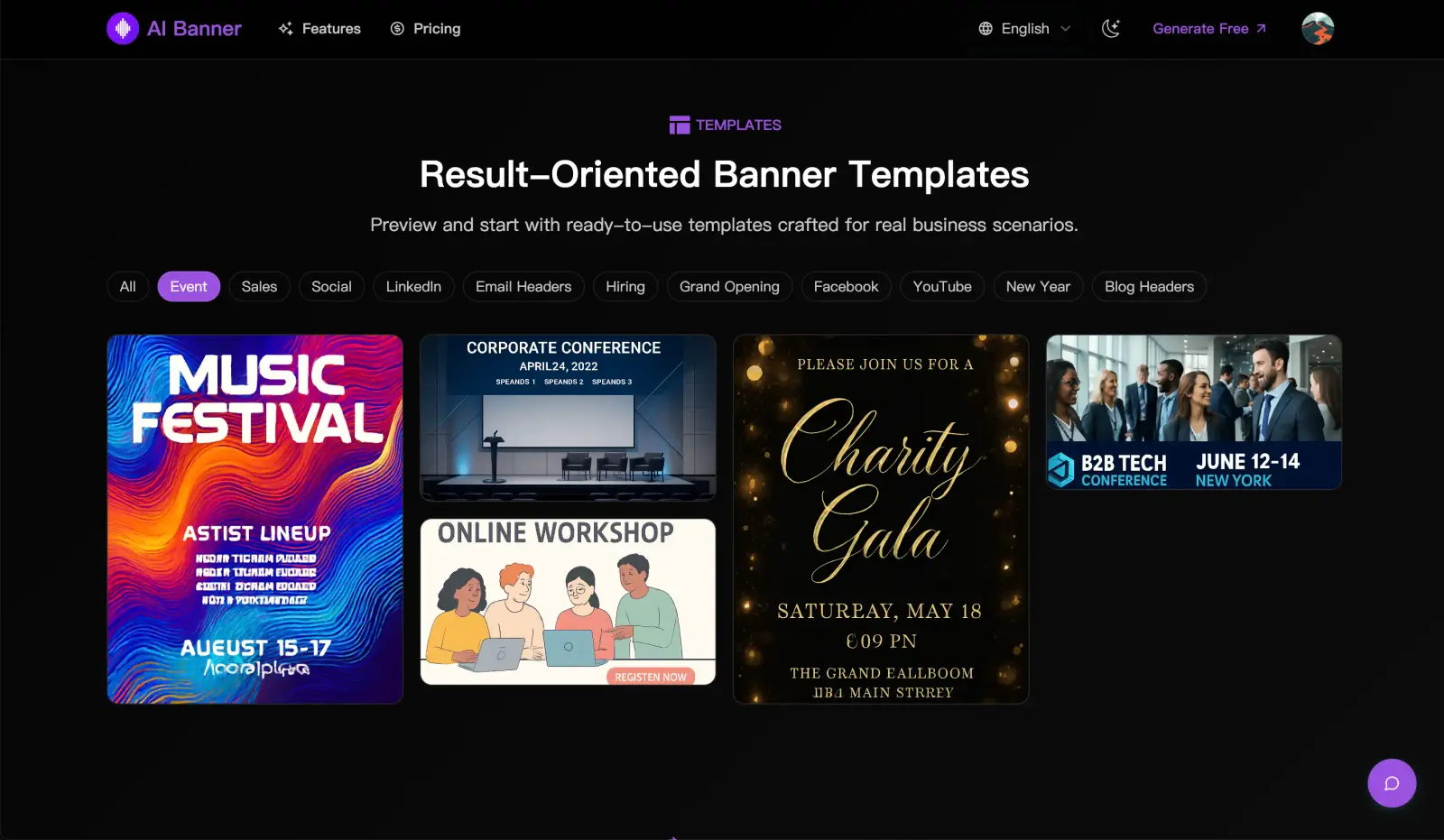AI Banner Generator dashboard or landing page image