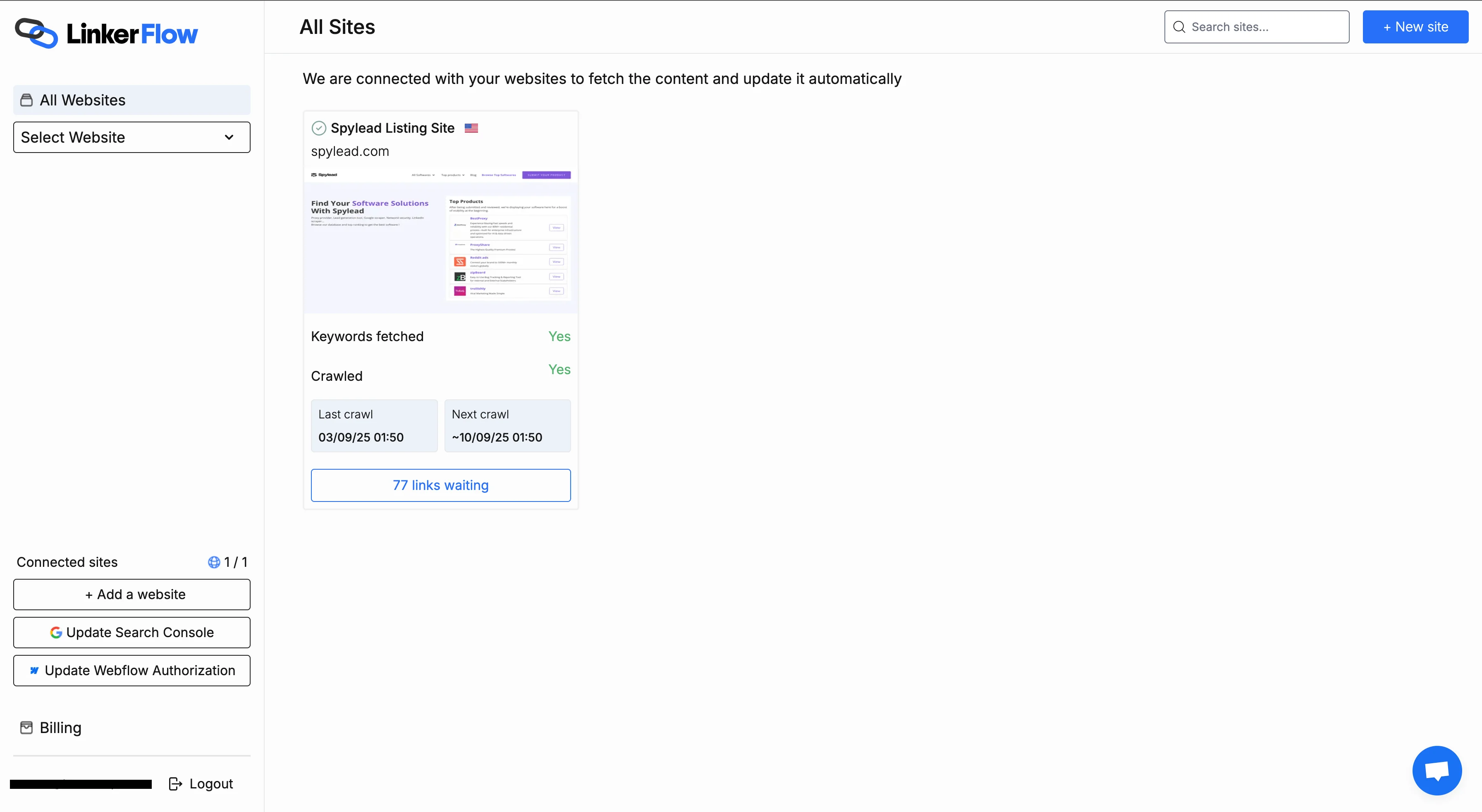 LinkerFlow dashboard or landing page image