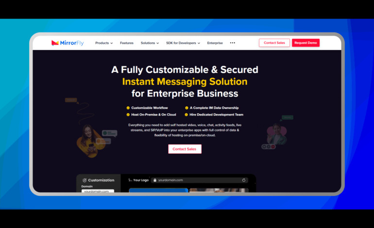 Mirrorfly - Instant Messaging Software dashboard or landing page image