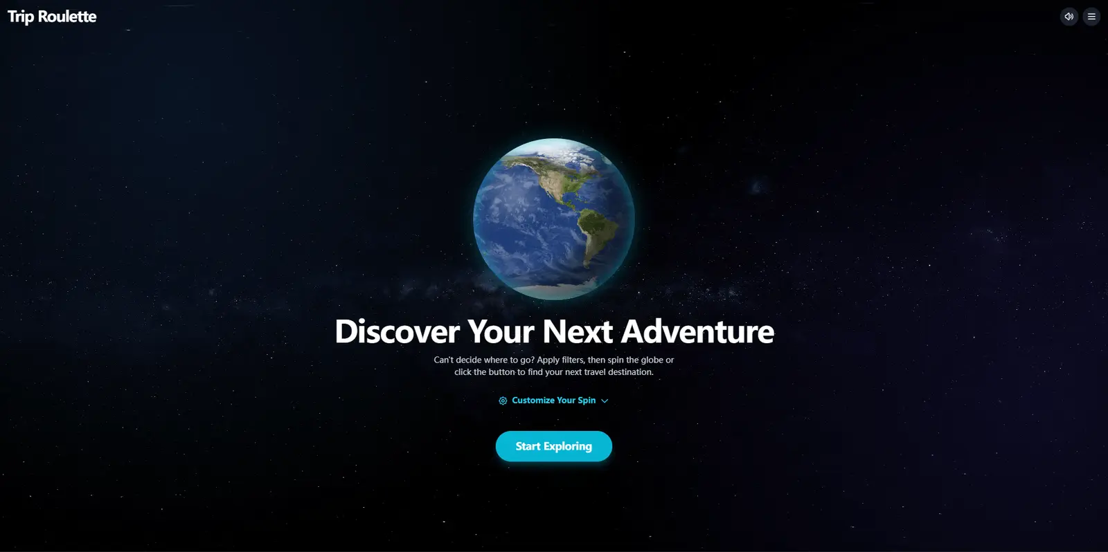 Trip Roulette dashboard or landing page image